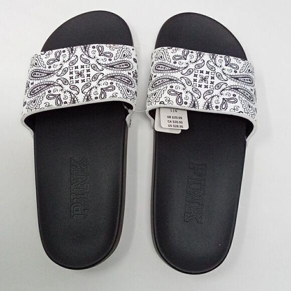 VS Pink L PAISLEY Slides Sandals - Picture 1 of 3
